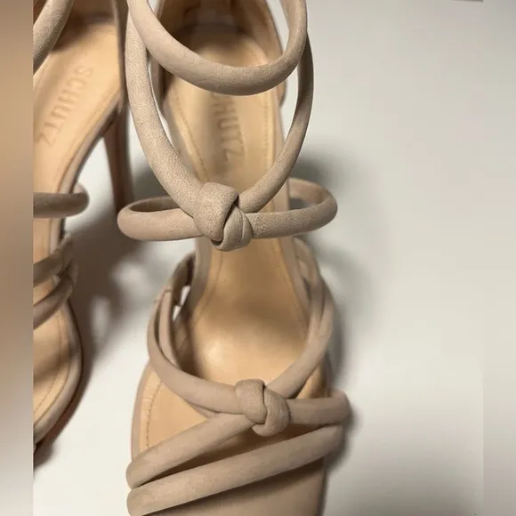 Schutz Women’s 7.5 High Heels Nude Strappy Stiletto Pump Leather Shoes