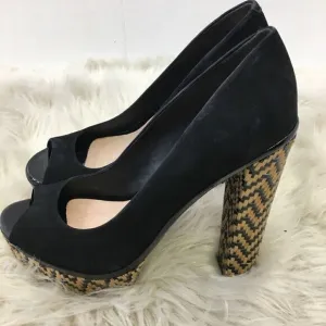 Schutz Black Suede Peep toe Platform Cara Shoes 9