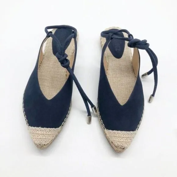SCHUTZ Laba Blue Wraparound Espadrille Sandals