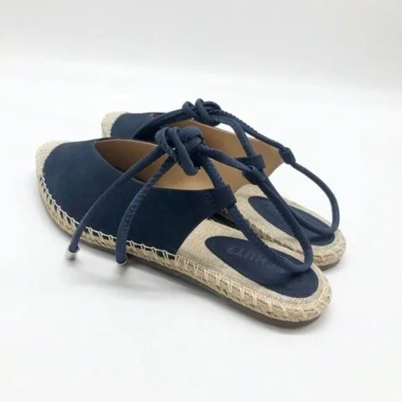 SCHUTZ Laba Blue Wraparound Espadrille Sandals