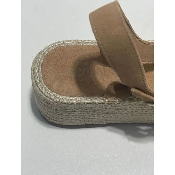 Schutz Vanderlita Suede Platform Jute Espadrille Sandals Desert Tan Size 10
