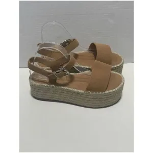 Schutz Vanderlita Suede Platform Jute Espadrille Sandals Desert Tan Size 10