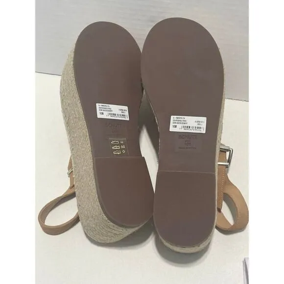 Schutz Vanderlita Suede Platform Jute Espadrille Sandals Desert Tan Size 10