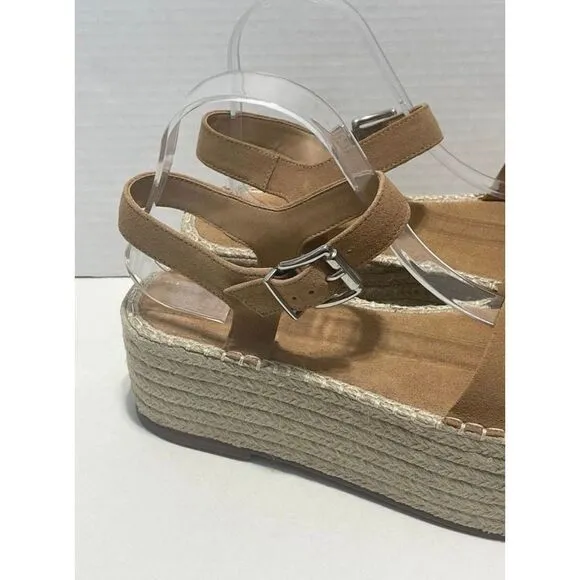 Schutz Vanderlita Suede Platform Jute Espadrille Sandals Desert Tan Size 10