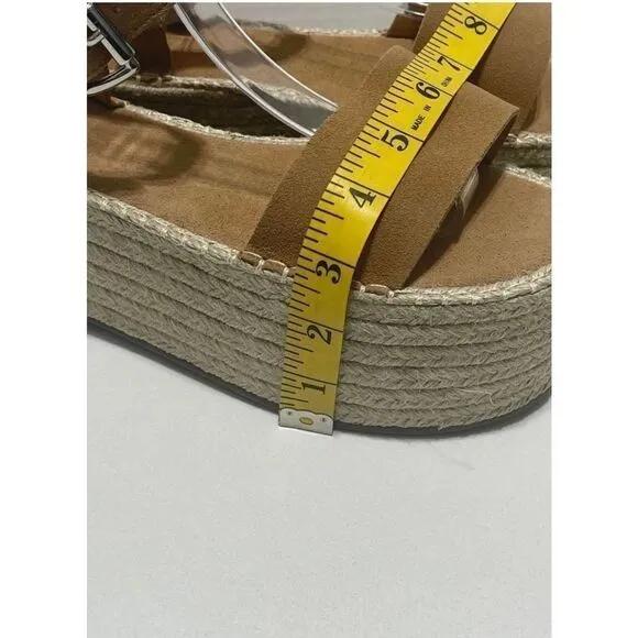 Schutz Vanderlita Suede Platform Jute Espadrille Sandals Desert Tan Size 10