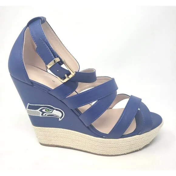 Seattle Seahawks Espadrille Wedge Sandals - NFL Gear - Women's Sz 8 - With Box