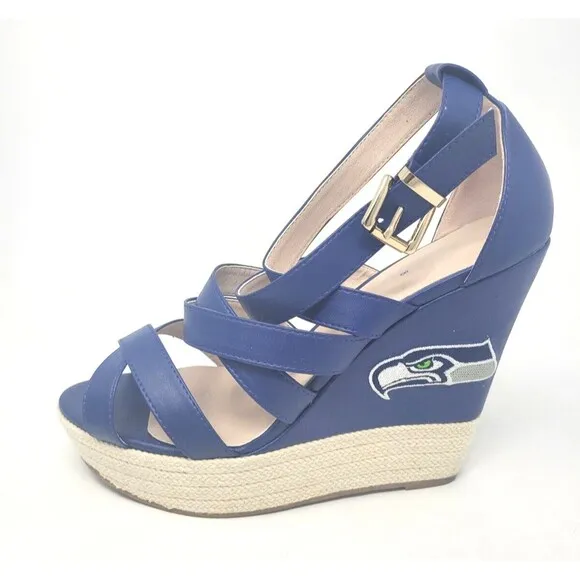 Seattle Seahawks Espadrille Wedge Sandals - NFL Gear - Women's Sz 8 - With Box