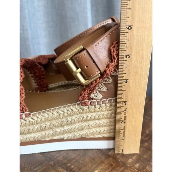 SEE BY CHLOÉ Glyn Espadrille Platform Ankle-Strap Sandals Size 37 US 7