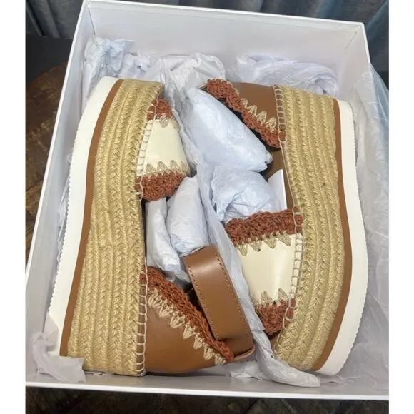 SEE BY CHLOÉ Glyn Espadrille Platform Ankle-Strap Sandals Size 37 US 7