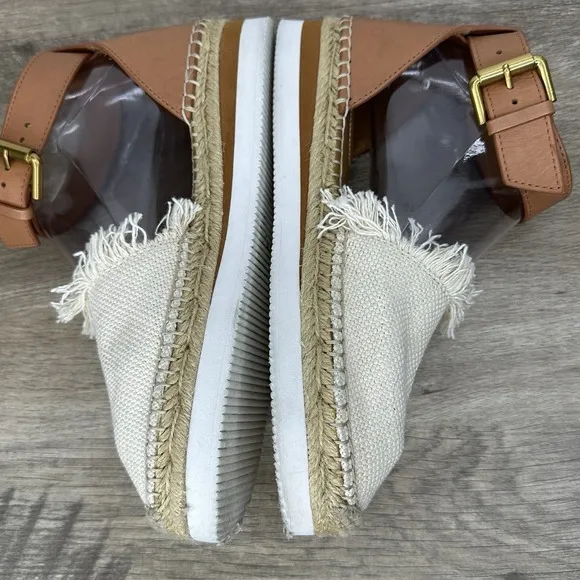 See by Chloe Glyn Espadrille Sandals‎ Natural Cream Fringe Canvas EU 38 US 8