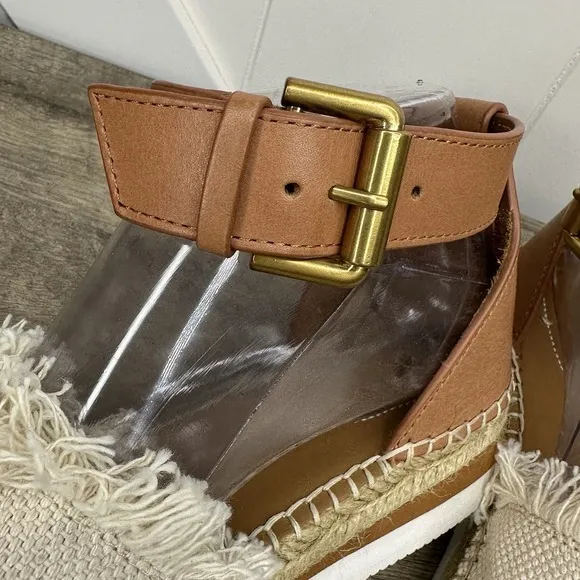 See by Chloe Glyn Espadrille Sandals‎ Natural Cream Fringe Canvas EU 38 US 8