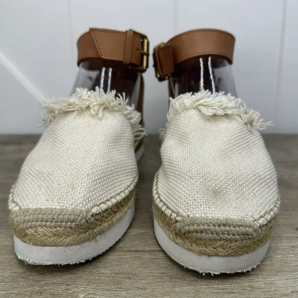 See by Chloe Glyn Espadrille Sandals‎ Natural Cream Fringe Canvas EU 38 US 8