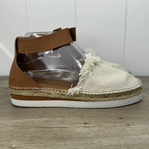 See by Chloe Glyn Espadrille Sandals‎ Natural Cream Fringe Canvas EU 38 US 8