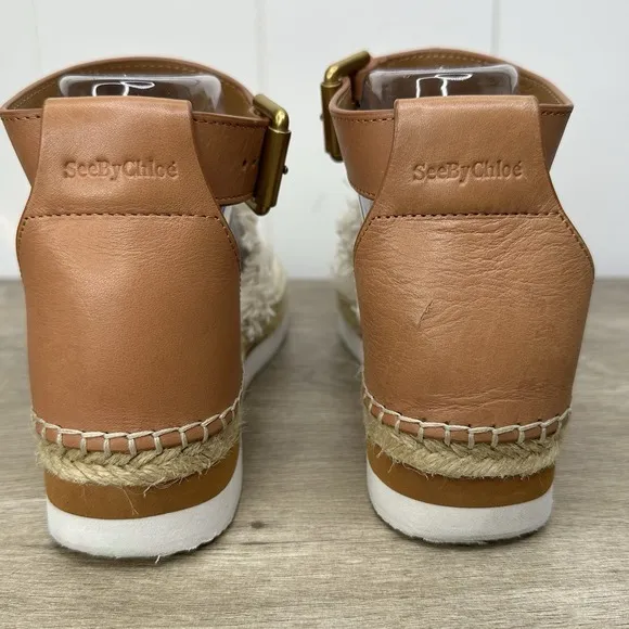 See by Chloe Glyn Espadrille Sandals‎ Natural Cream Fringe Canvas EU 38 US 8