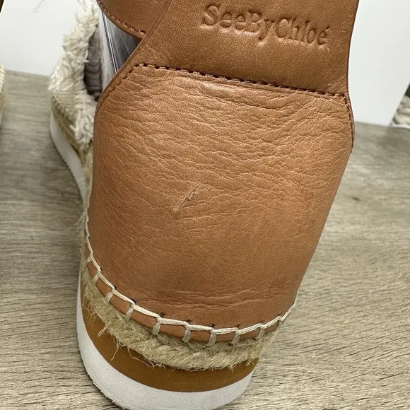 See by Chloe Glyn Espadrille Sandals‎ Natural Cream Fringe Canvas EU 38 US 8