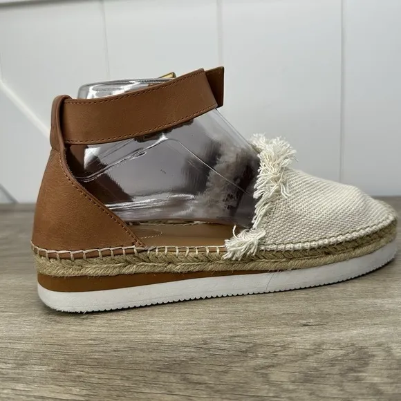 See by Chloe Glyn Espadrille Sandals‎ Natural Cream Fringe Canvas EU 38 US 8
