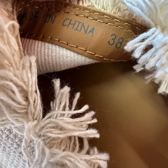 See by Chloe Glyn Espadrille Sandals‎ Natural Cream Fringe Canvas EU 38 US 8
