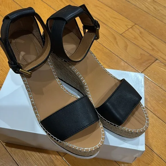 See By Chloe Glyn Wedge Sandal in Black, Size: EU 40