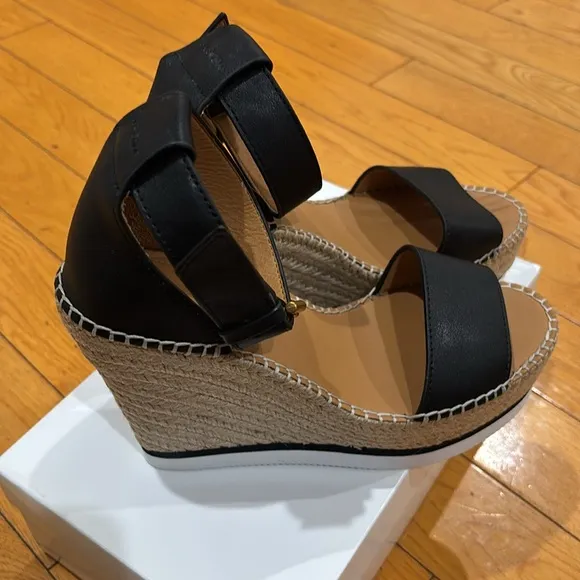 See By Chloe Glyn Wedge Sandal in Black, Size: EU 40