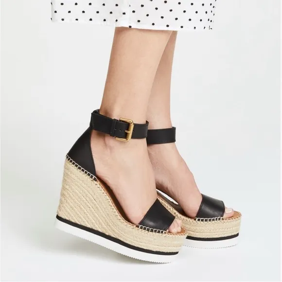 See By Chloe Glyn Wedge Sandal in Black, Size: EU 40