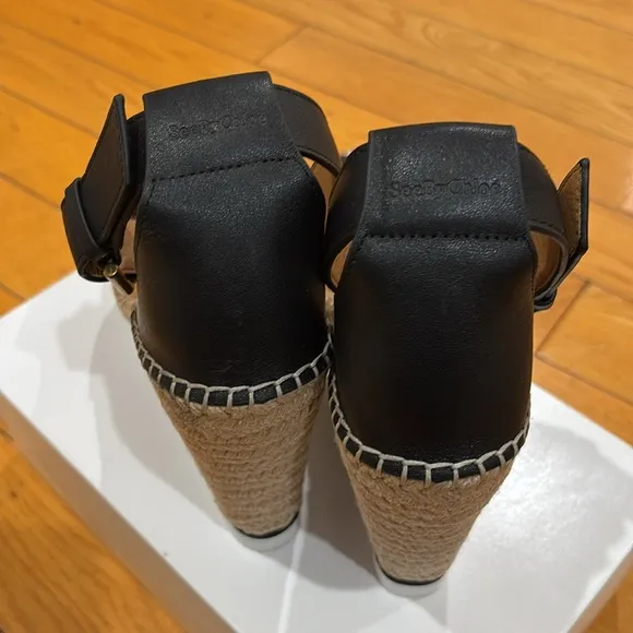 See By Chloe Glyn Wedge Sandal in Black, Size: EU 40