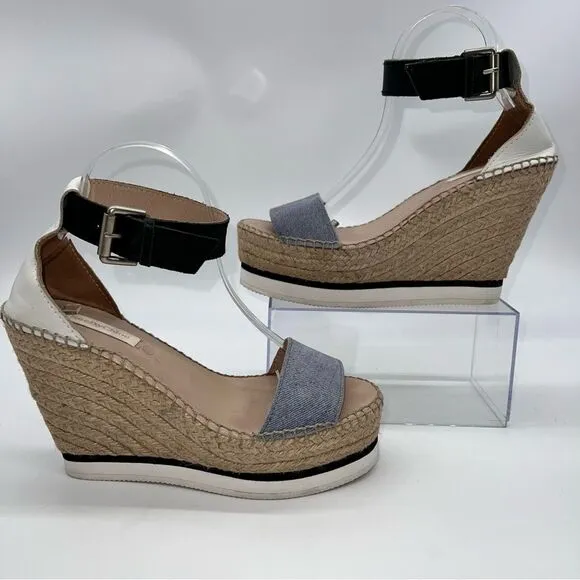 See by Chloe Women's Glyn Platform Wedge Espadrille Sandals-Size 40