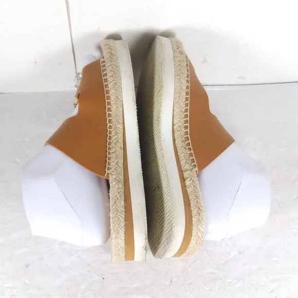 See by Chloe Women's Glyn 38 US7,5 Brown Leather Espadrille Mules Slide Sandals