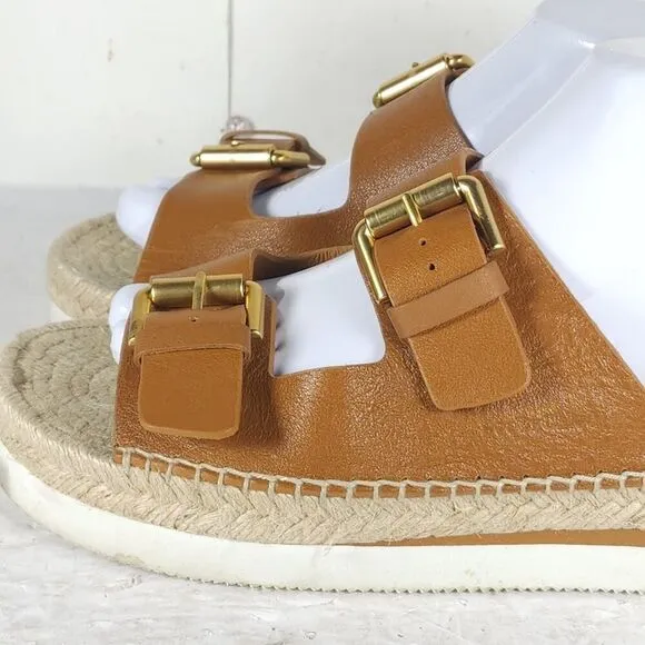 See by Chloe Women's Glyn 38 US7,5 Brown Leather Espadrille Mules Slide Sandals