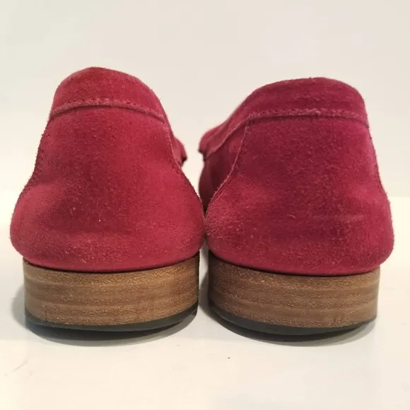 Sergio Rossi Mens Suede Penny Loafers Red Classic Designer Shoe Size 9.5 US 10.5