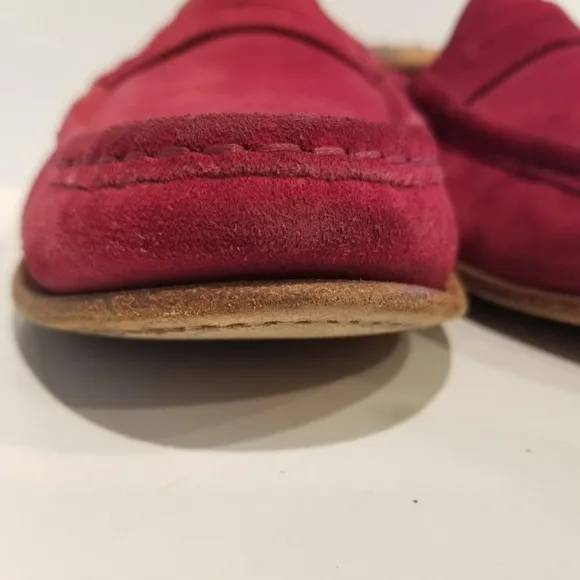 Sergio Rossi Mens Suede Penny Loafers Red Classic Designer Shoe Size 9.5 US 10.5