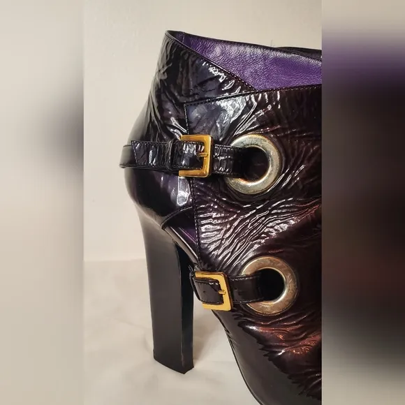 SERGIO ROSSI-size 41- patent leather peep-toe bootie in tornasol black shoes