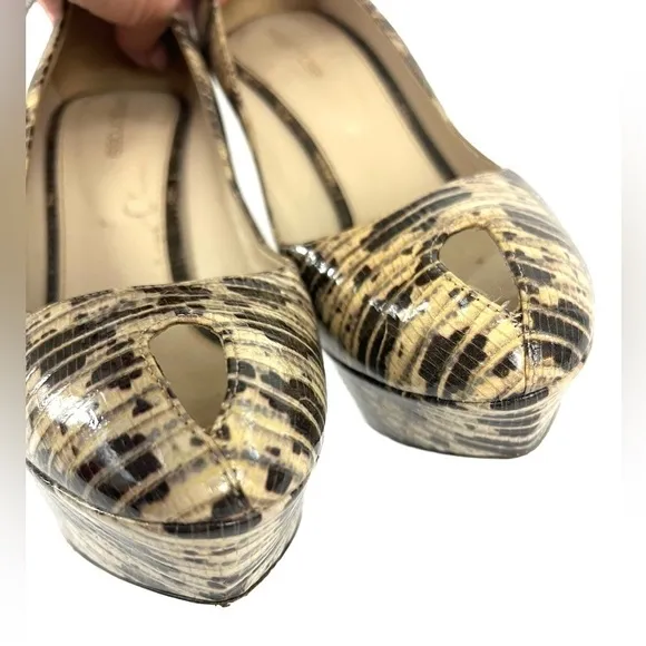 Sergio Rossi Two Tone Water Snake Platform Peep-toe Pumps - Size 40.5 / …