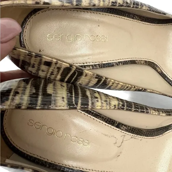 Sergio Rossi Two Tone Water Snake Platform Peep-toe Pumps - Size 40.5 / …