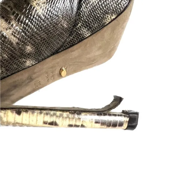 Sergio Rossi Two Tone Water Snake Platform Peep-toe Pumps - Size 40.5 / …