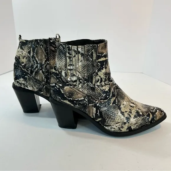 Seven7 Eve Western Snakeskin Embossed Faux Leather Ankle Boots Womens Size 11
