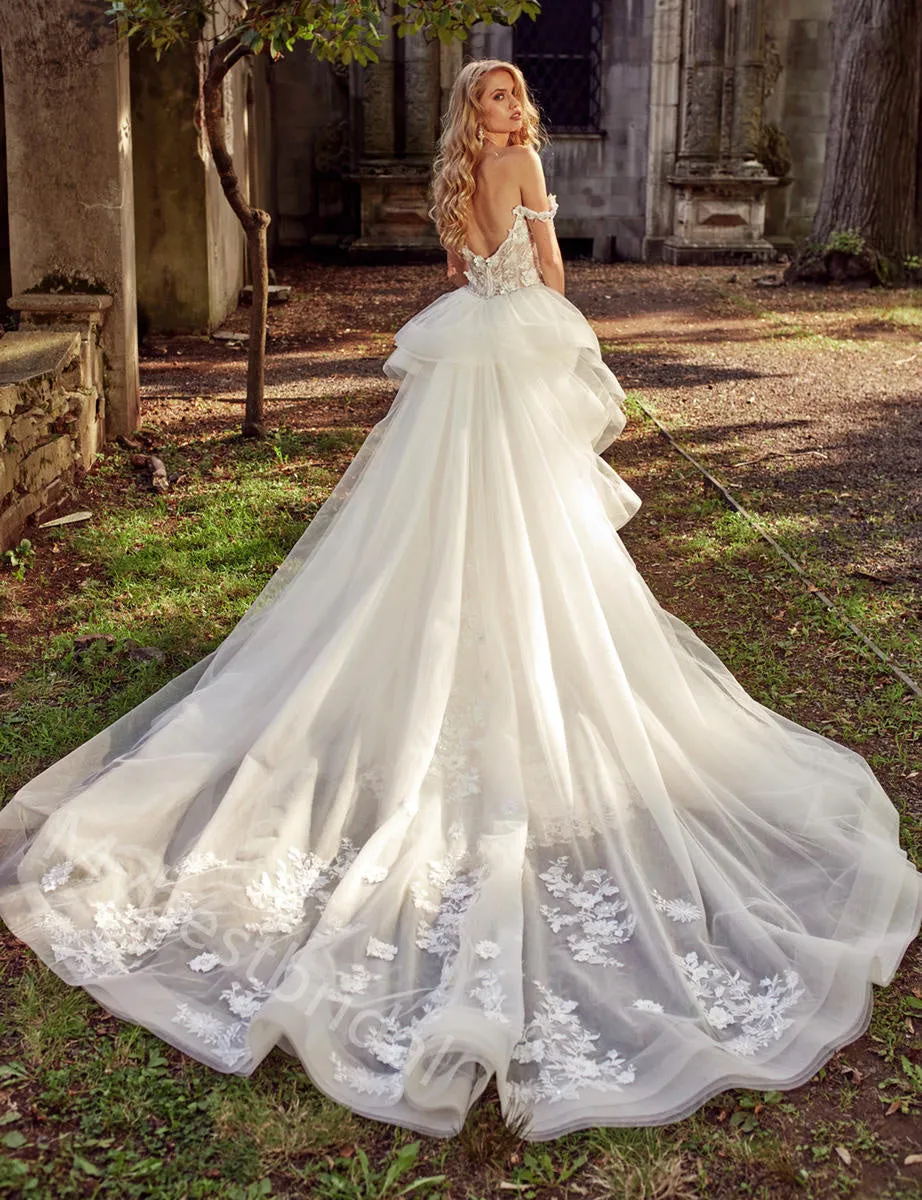 Sexy V-neck Sleeveless Mermaid Lace applique Wedding Dresses, WDY0345