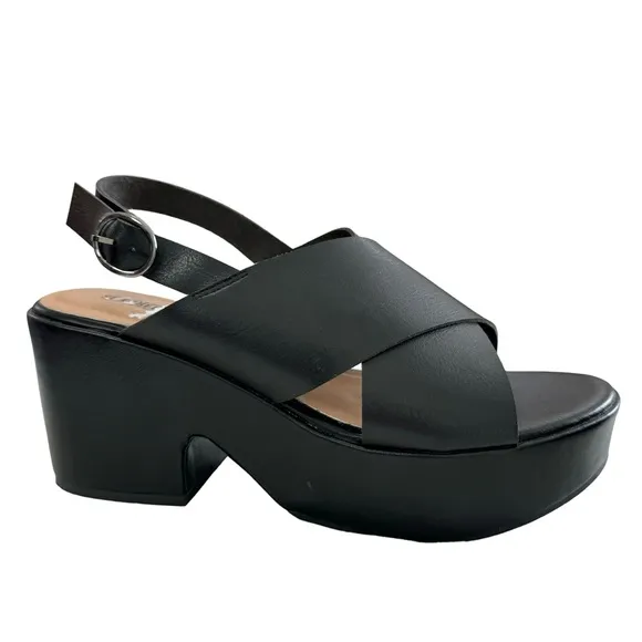 Seychelles Cassie Crisscross Strap Black Platform Sandals Size 8.5M