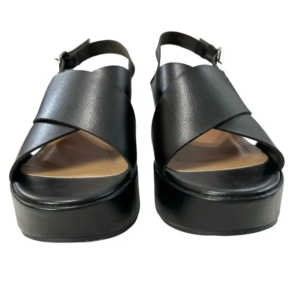 Seychelles Cassie Crisscross Strap Black Platform Sandals Size 8.5M