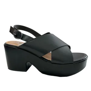 Seychelles Cassie Crisscross Strap Black Platform Sandals Size 8.5M