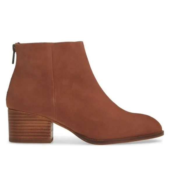 SEYCHELLES Floodplain Block Heel Suede Bootie, Brown/Cognac, Size 9 NWT