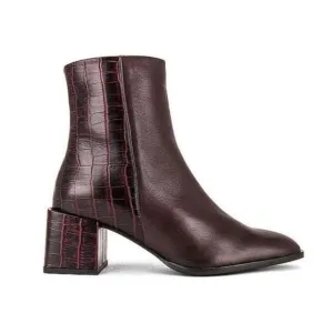 Seychelles Siesta Ankle Booties 6 NWOT Red Burgundy Croc Heel Boots Zip Leather