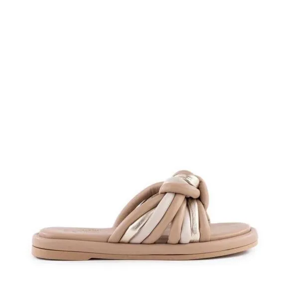 Seychelles Women’s Size 9 Simply The Best Slide Sandal Made In Italy Tan &amp; Gold