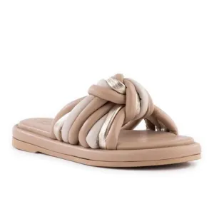 Seychelles Women’s Size 9 Simply The Best Slide Sandal Made In Italy Tan &amp; Gold
