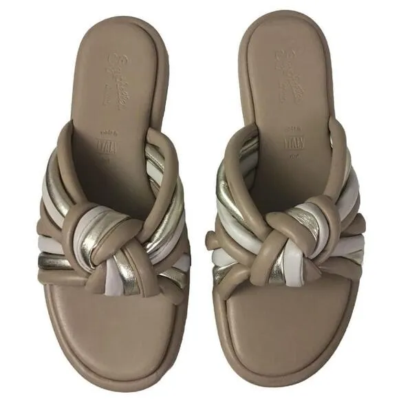 Seychelles Women’s Size 9 Simply The Best Slide Sandal Made In Italy Tan &amp; Gold