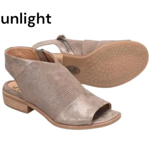 Söfft Women Peep Toe Leather Sandals Size 6.5M Metallic Tan Comfort Casual Shoes