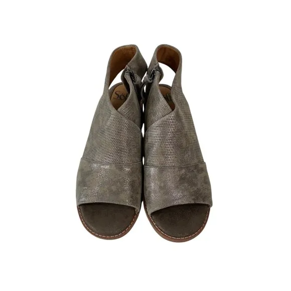 Söfft Women Peep Toe Leather Sandals Size 6.5M Metallic Tan Comfort Casual Shoes