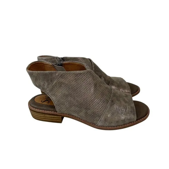 Söfft Women Peep Toe Leather Sandals Size 6.5M Metallic Tan Comfort Casual Shoes