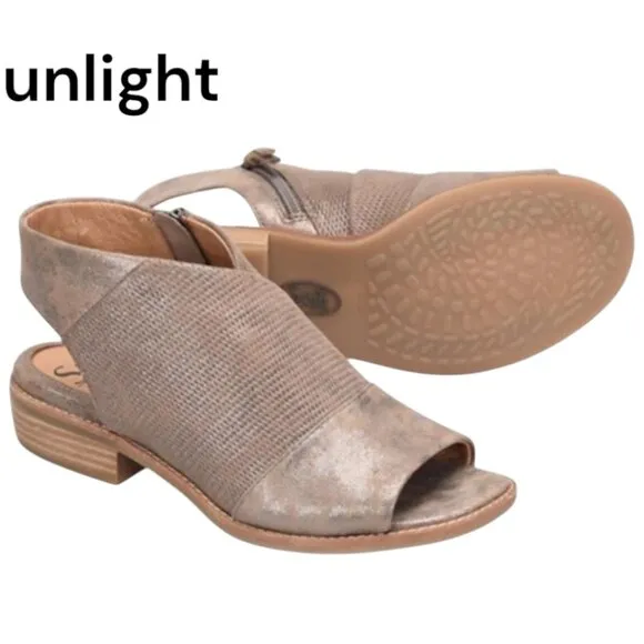 Söfft Women Peep Toe Leather Sandals Size 6.5M Metallic Tan Comfort Casual Shoes