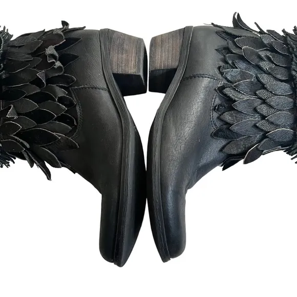 Sheridan Mia Sienna Genuine Black Calf Hair Fringe Boots, Sz 38