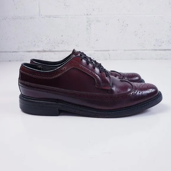Shoe Classics JC Penney Men's Brogue Oxford Leather Wingtip Dress Shoes Size 10D